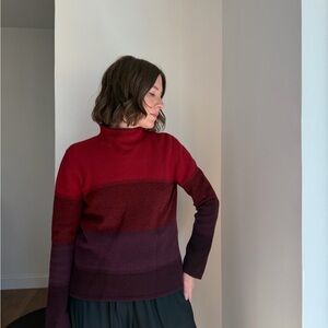 Vintage Eddie Bauer Burgundy Gradient Women's Turtleneck Sweater